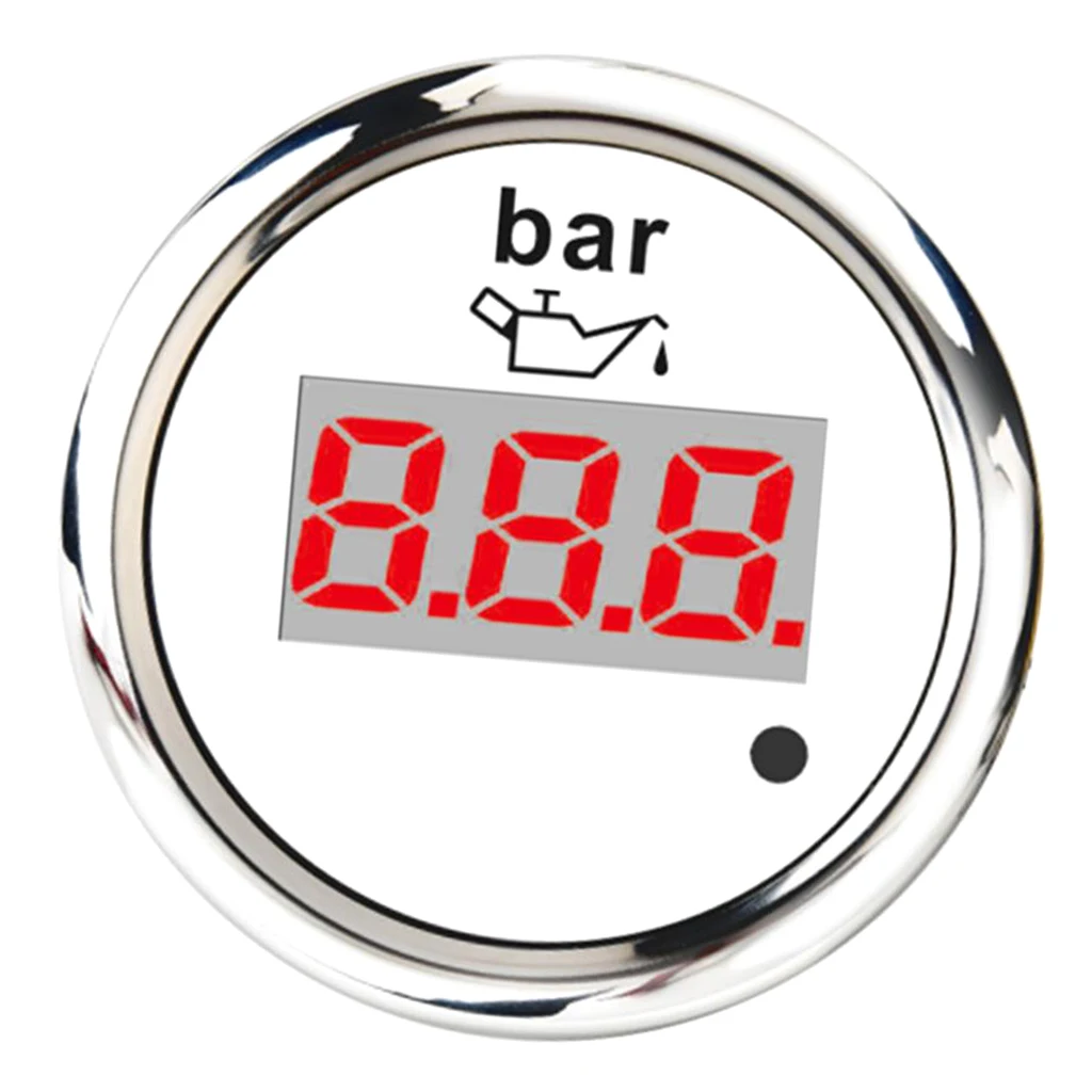 2'' 52mm100Bar Digital Oil Pressure Gauge Red LED Waterproof for Car & Truck - White Dial