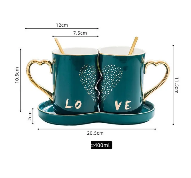 Tazze Mr E Mrs Per Coppie - Ceramica Con Base Sughero 300ml - Regalo Matrimonio San Valentino