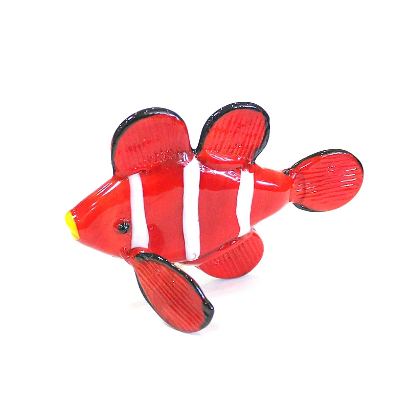 

Red Murano Glass Clownfish Miniature Figruine Craft Ornament Cute Vivid Sea Fish Xmas Gifts For Kids Home Table Decor Collection