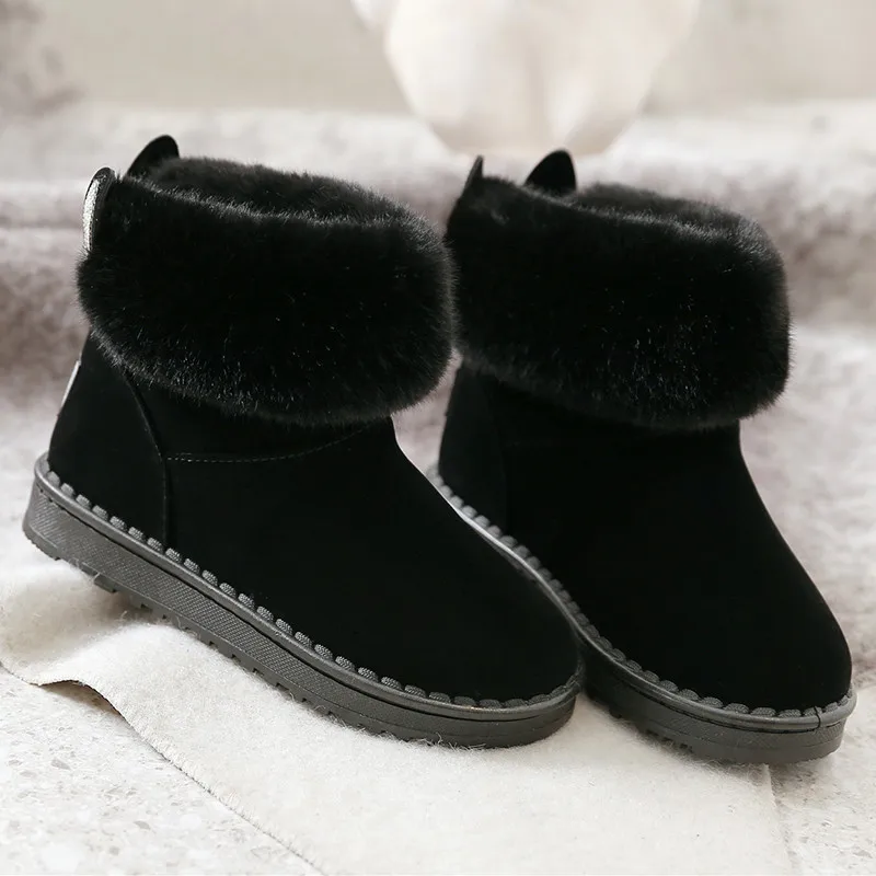 Black ERNESTNM/женские зимние ботинки; коллекция года; Botas Mujer; теплые плюшевые женские ботильоны без шнуровки; меховые ботинки; зимние ботинки; женская зимняя обувь - Цвет: Black