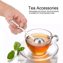 Круглый выдвижной ситечко для заваривания чая из нержавеющей стали, сетчатый фильтр для чая, кофе, трав, специй, фильтр, рассеиватель, ручка, чайный шар