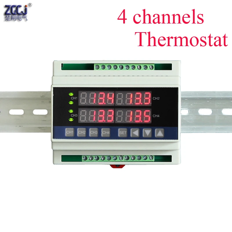 

Din type 4 ways temperature controller measure multi points 4 channels digital thermostat can connect with 4 sensors , RS485