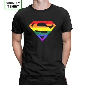 

Super Queer T Shirt Men Rainbow Gay Lesbian Pride LGBTQ LGBT Plus Size Clothes Short Sleeve T-Shirt O Neck Cotton Tees Tops