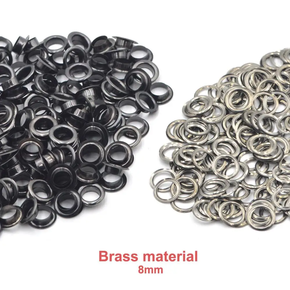 8mm Pure Brass Material Black Grommet Eyelet With Washer 100sets Fit Leather Craft Shoes Belt Cap Bag Diy Supplies
