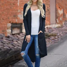 JAYCOSIN, осень, Женский вязаный кардиган, свитер, пальто, Длинная женская шаль, вязаная куртка, женский черный кардиган, куртки