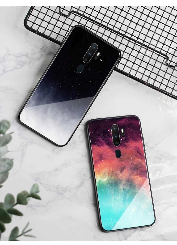 Чехол Auroras из закаленного стекла для oppo A9 с мраморным принтом, мягкая ТПУ Рамка, противоударный чехол для телефона oppo A5 чехол s