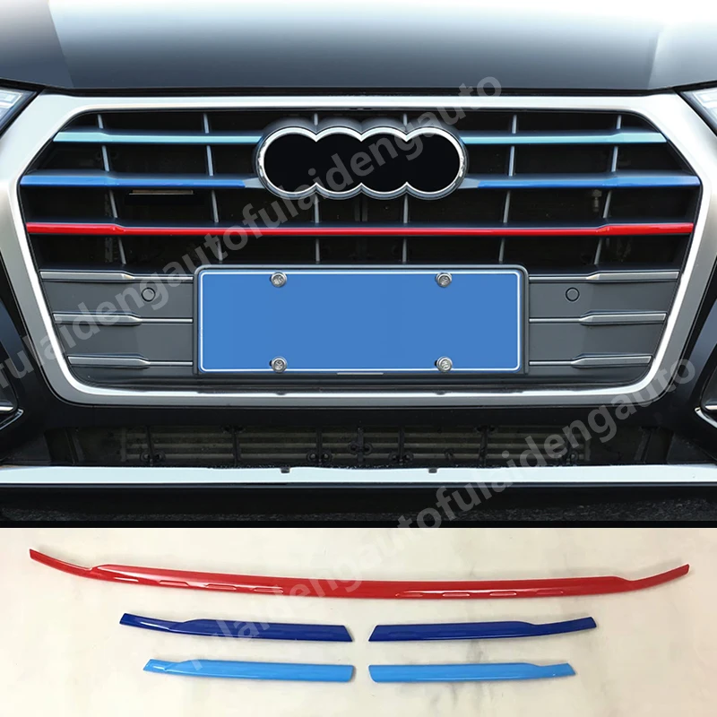 5 шт. для Audi Q3- новая Трехцветная Передняя Центральная решетка гриль декор крышка отделка автомобиля Стайлинг Аксессуары