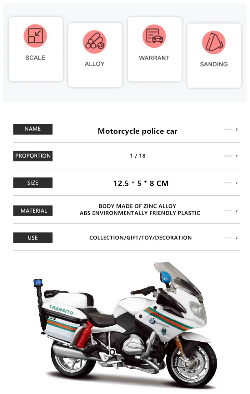 Maisto 1:18 BMW R1200 RT Portugal Police motorcycle series original authorized simulation alloy motorcycle model toy car