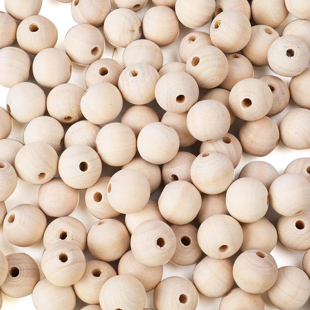 10-200pcs 6-25mm Wood Bead Large Hole Crafts Macrame DIY Jewelry Making  Charms Eco-Friendly