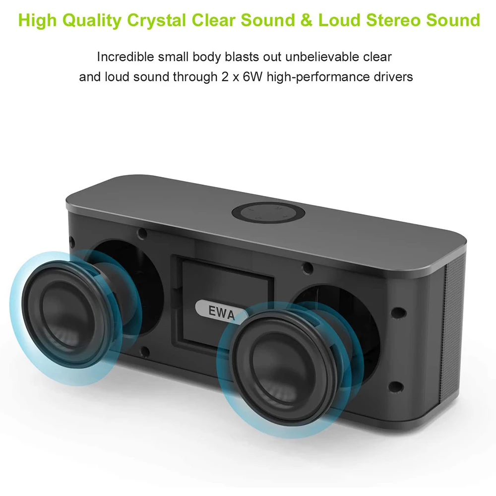 EWA W300 Bluetooth Speakers 2*6W Drivers Loud Stereo Sound 4000mAh Battery Wireless Portable Speaker For Travel Outdoor Party EWA W300 Bluetooth Speakers 2*6W Drivers Loud Stereo Sound 4000mAh Battery Wireless Portable Speaker For Travel Outdoor Party