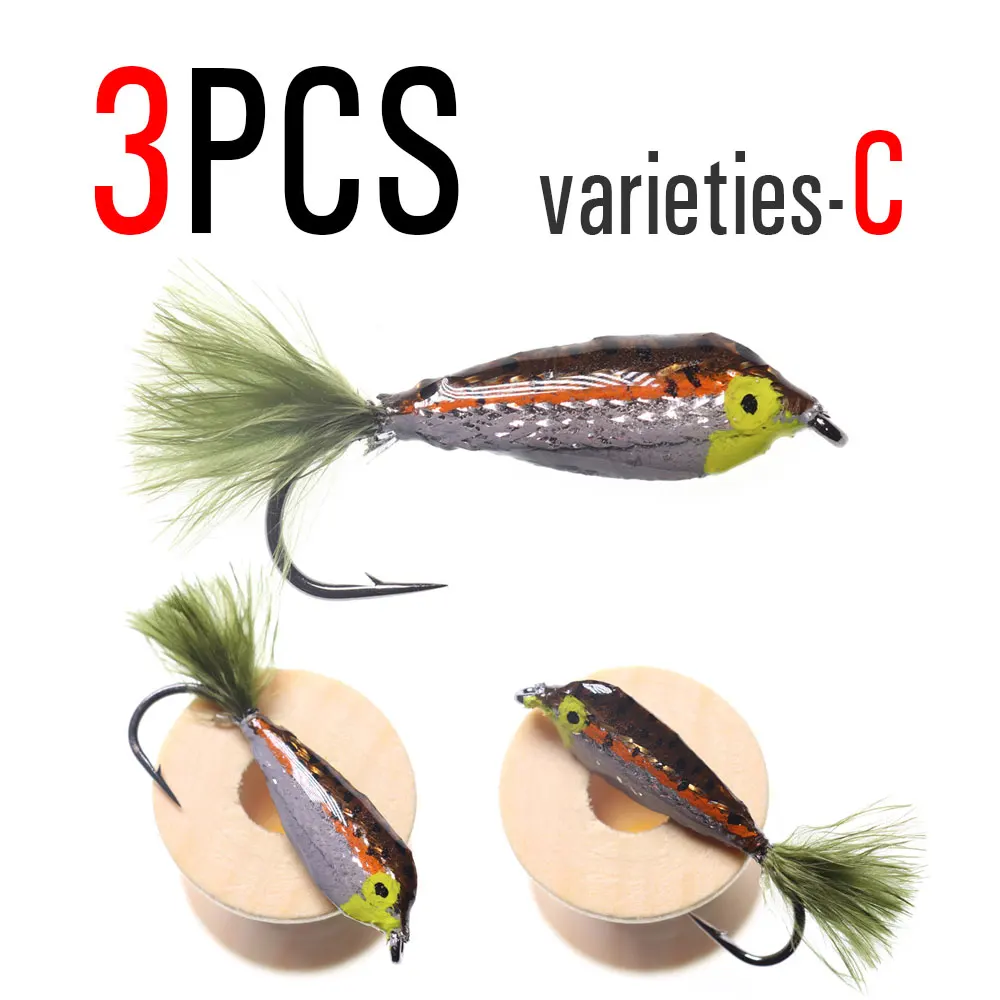 12 Stück Forellen-Fliegen Langsam Sinkend - 3 Farben, Für Lachs & Forellen Beim Fliegenfischen