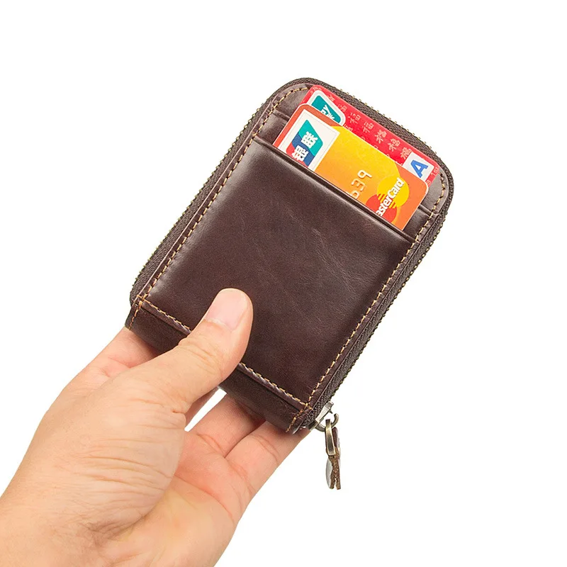 MAHEU Genuine Leather Card Purse Men Women ID Credit Card Zipper Mini Coin Purse with Multi Card Slots Hot Selling Designs