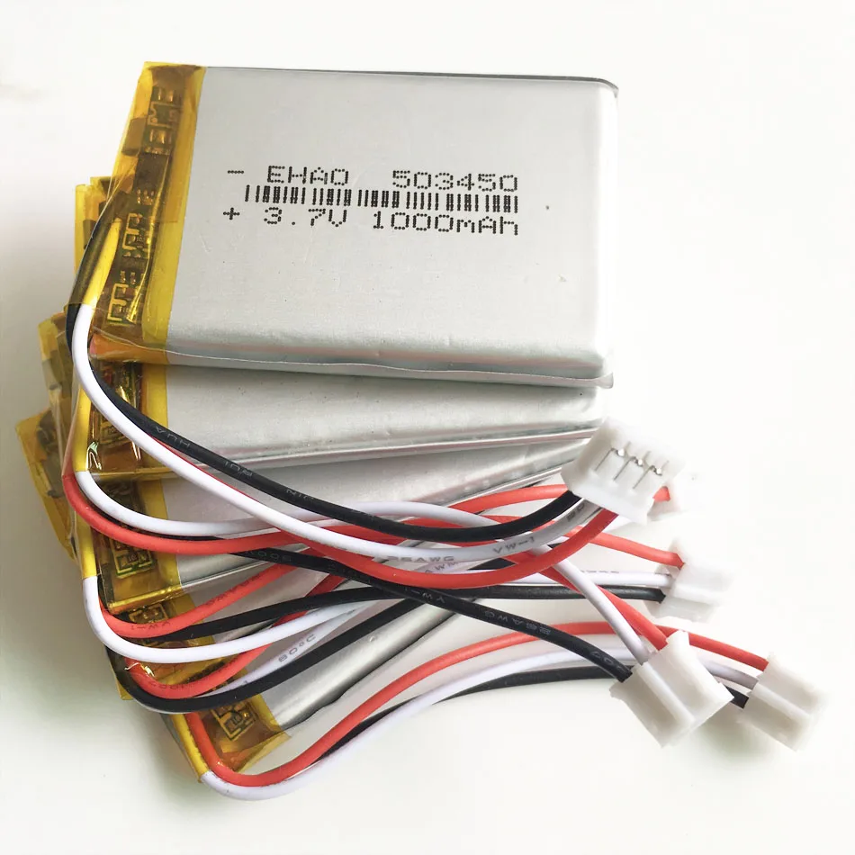 3,7 в 1000 мАч 503450 JST PH 2,0 мм 3pin штекер литиево-полимерный lipo аккумуляторная батарея для MP3 DVD, Pad камера рекордер динамик