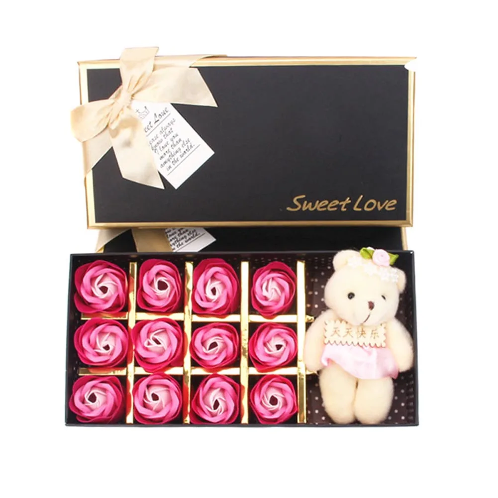 Романтическое мыло в форме розы с маленьким медведем отлично подходит на День святого Валентина, подарки для матери, свадьба JS23 - Цвет: 6