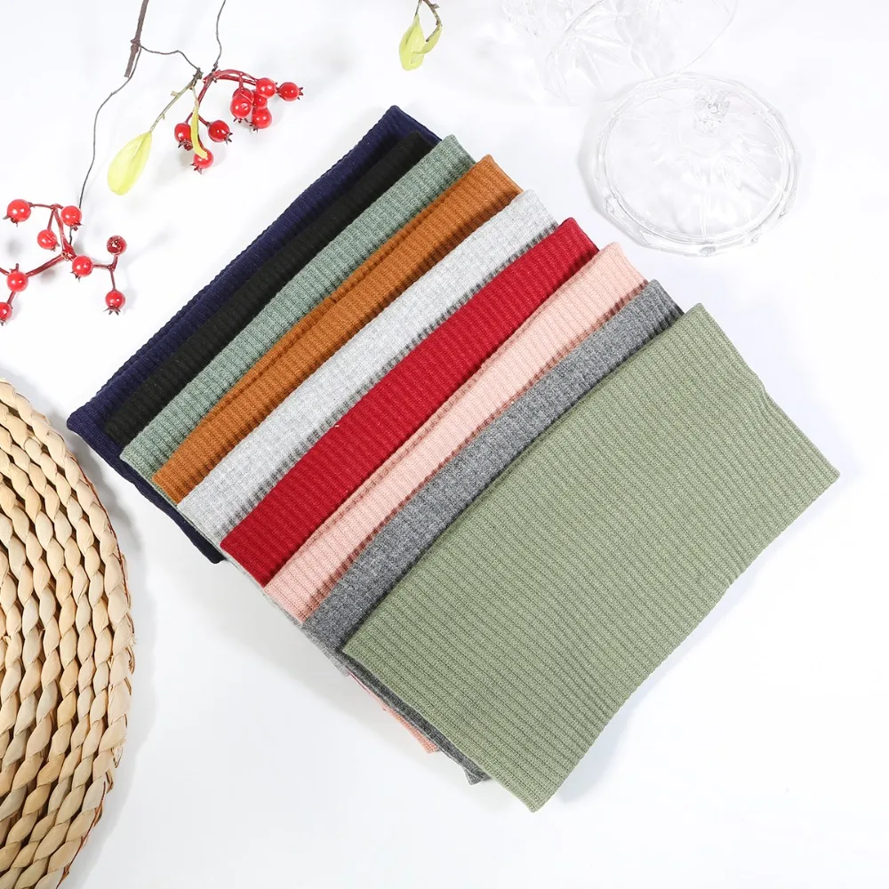 Wholesale Lady's Ribbed Cotton Headband Summer Knitted Solid Color Hair Band for Girls Flat Elastic Stretchy Hair Accessories
