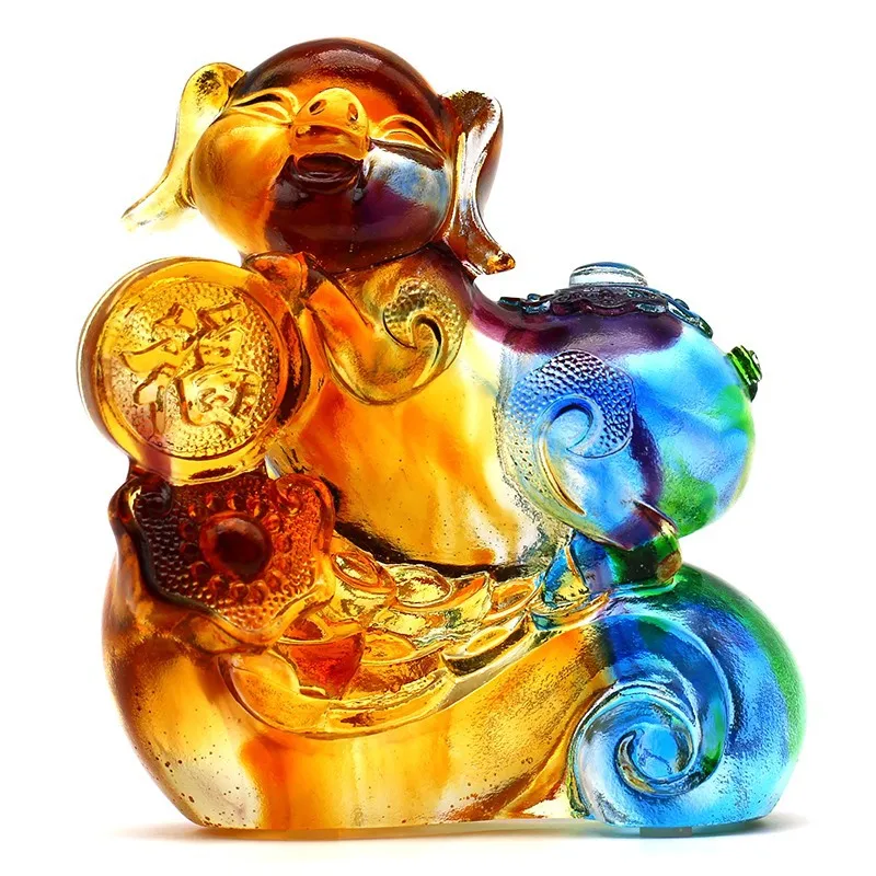 high-grade color glazed glass Pig Pigs China Model Statue Figurine Crafts Figure Ornament Miniatures office Home Room Decoration | Дом и сад