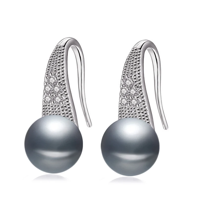 grey pearl earring Свадебные женские серьги, настоящие пресноводные серьги-гвоздики из натурального жемчуга, серебряные 925 ювелирные изделия, подарок дочери - Цвет камня: grey pearl earring