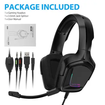 

Gaming Headset for PS4 headphones USB Wired Earphones RGB Sound Retractable Headband Noise Cancelling MIC for Xbox/PC/PS4/phone