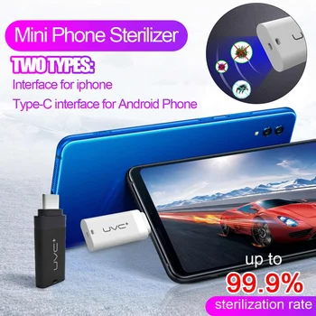 

Portable Mini Instant Phone UVC LED Sterilization Lamp for For Android Type-C/Iphone Disinfection Sterilizer Outdoor Mites Light