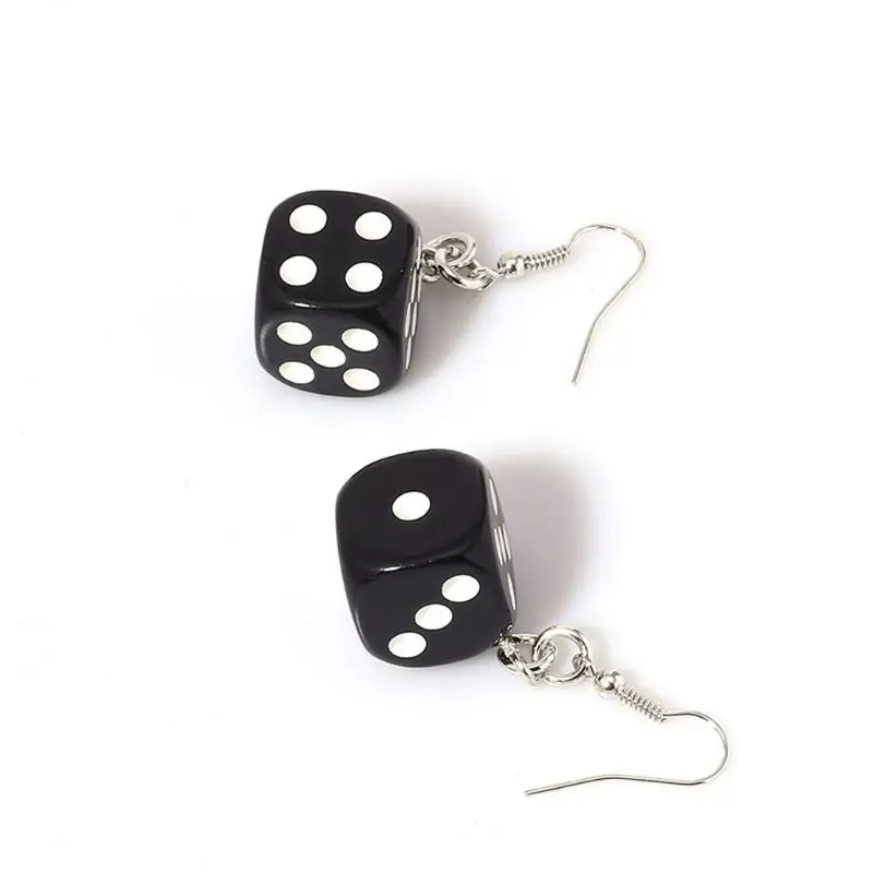 

Funny Dice Dangle Earrings Acrylic White Cube 3D Cubic Dice Charm Drop Earrings 634D