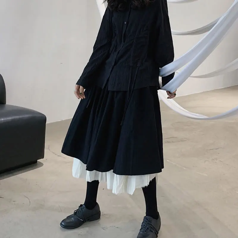 XITAO, двухслойные юбки с соединением, женская мода, Harajuku стиль, утолщенная юбка, миноритарная дикая Осенняя зимняя одежда для женщин, DMY1196
