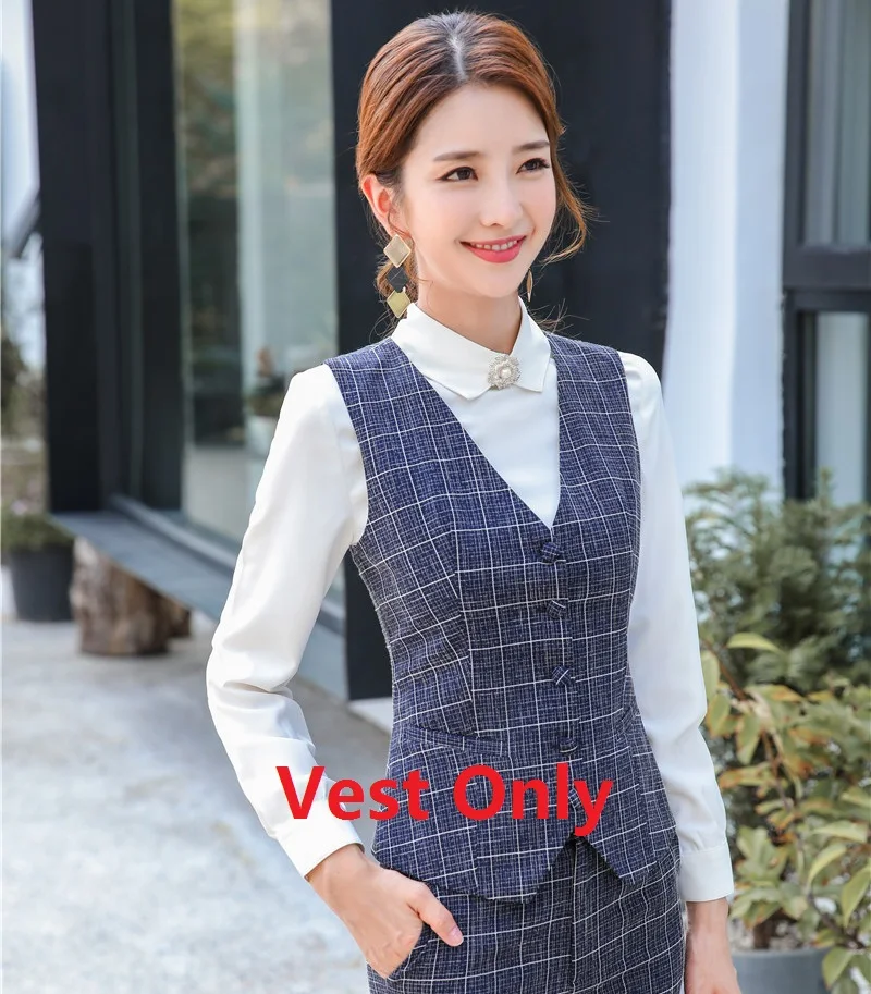Vest Only Высокое качество волокна формальный женский жилет и жилет Офисная Женская рабочая одежда Деловая одежда OL стили - Цвет: Vest Only