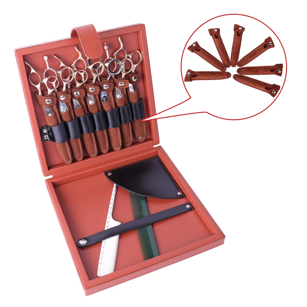 

Home PU Leather Tool Case Storage Barber Holder Organizer Salon Practical Professional Portable Scissors Box Solid Hairdresser