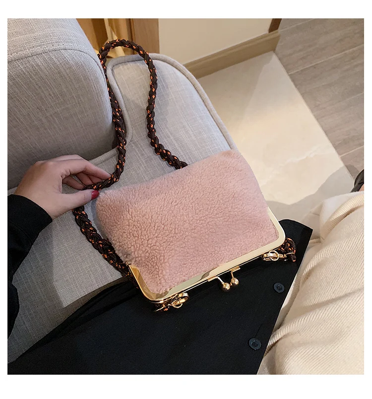 [BXX] дизайнерские сумки через плечо для женщин Зимняя шерстяная теплая сумка-мессенджер через плечо Женская дорожная одноцветная сумка HJ273