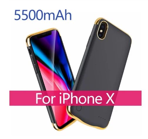 For iphone X Black 5500 мАч/6000 мАч тонкий внешний резервный аккумулятор зарядное устройство чехол для iPhone X XR XS аккумулятор Max чехол зарядное устройство чехол - Цвет: For iphone X Black