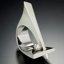 Высокое качество белый циркон кольцо аутентичная волна Геометрическая любовь Регулируемые кольца для женщин Свадебные подарочные украшения для помолвки