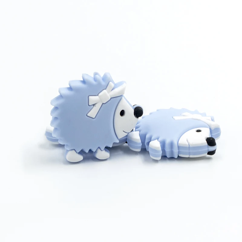Hedgehog Pastel Blue 5 шт., силиконовые бусины в виде медведя, панды, утки, коалы, перле, Мультяшные силиконовые коралловые бусины в виде животных, детские товары для прорезывания зубов - Цвет: Hedgehog Pastel Blue