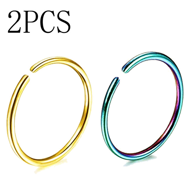 20G 0.8mm Thin Fake Nose Ring Septum Helix Nostril Piercing Labret Lip Fake Piercing Titanium Cartilage Fake Earrings Hoop