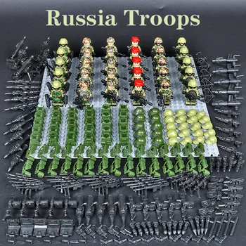 

WW2 Blocks Toys Soviet Soldiers Army of Russia Troops American soldiers Military Building large number of weapons Mini figure