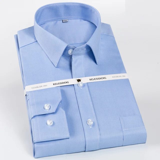 S1802 Men's Classic Long Sleeve Non-Iron Striped Shirts Casual Standard-fit Formal Business Work Social Cotton Basic Dress Shirt - Цвет: S1802
