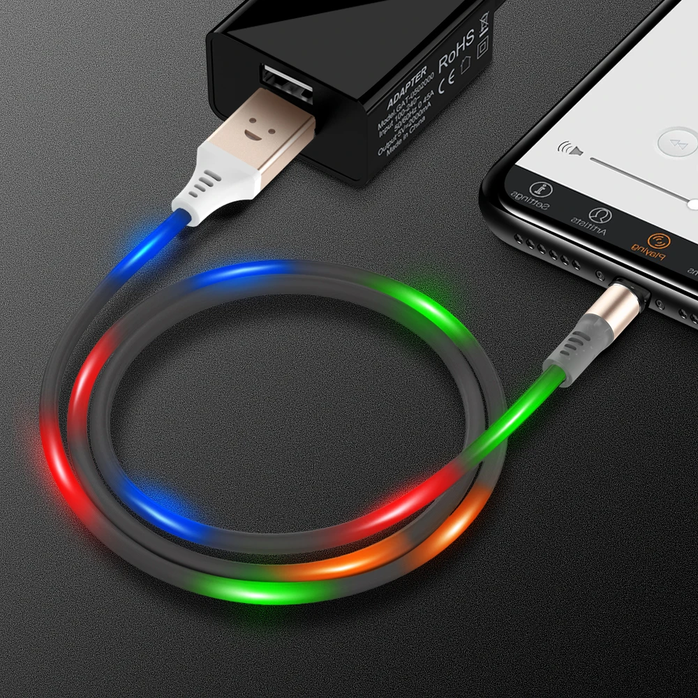 Магнитный USB кабель для быстрой зарядки типа C iPhone XR магнитный светящийся Micro Samsung