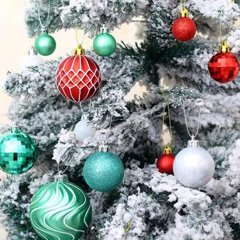 

50PCS Christmas Round Ball Hanging Decoration Plastic Ball Xmas Tre Festival Party Decoration Supplies