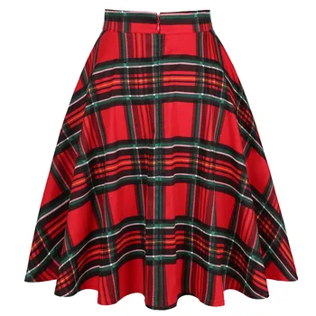 

Cotton Plaid Checkered Print Women Skirt Plus Size Swing High Waist Rockabilly Full Circle Skater Skirts Midi Short Pinup Skirts