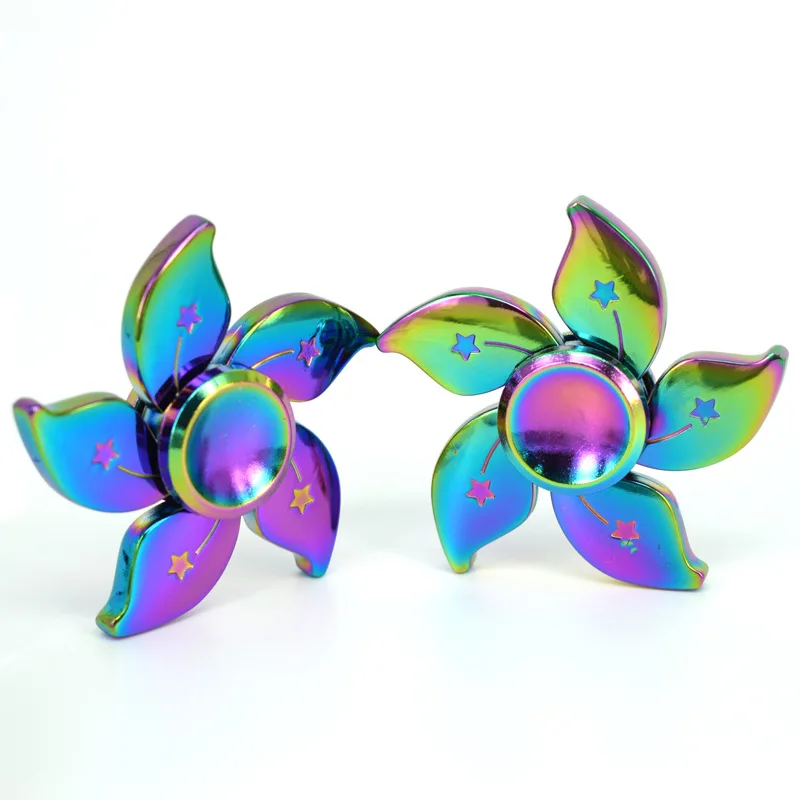 Metal Fidget Spinner Rainbow Bauhinia Flower Star Fidget Spinner Stress Toy Gift 