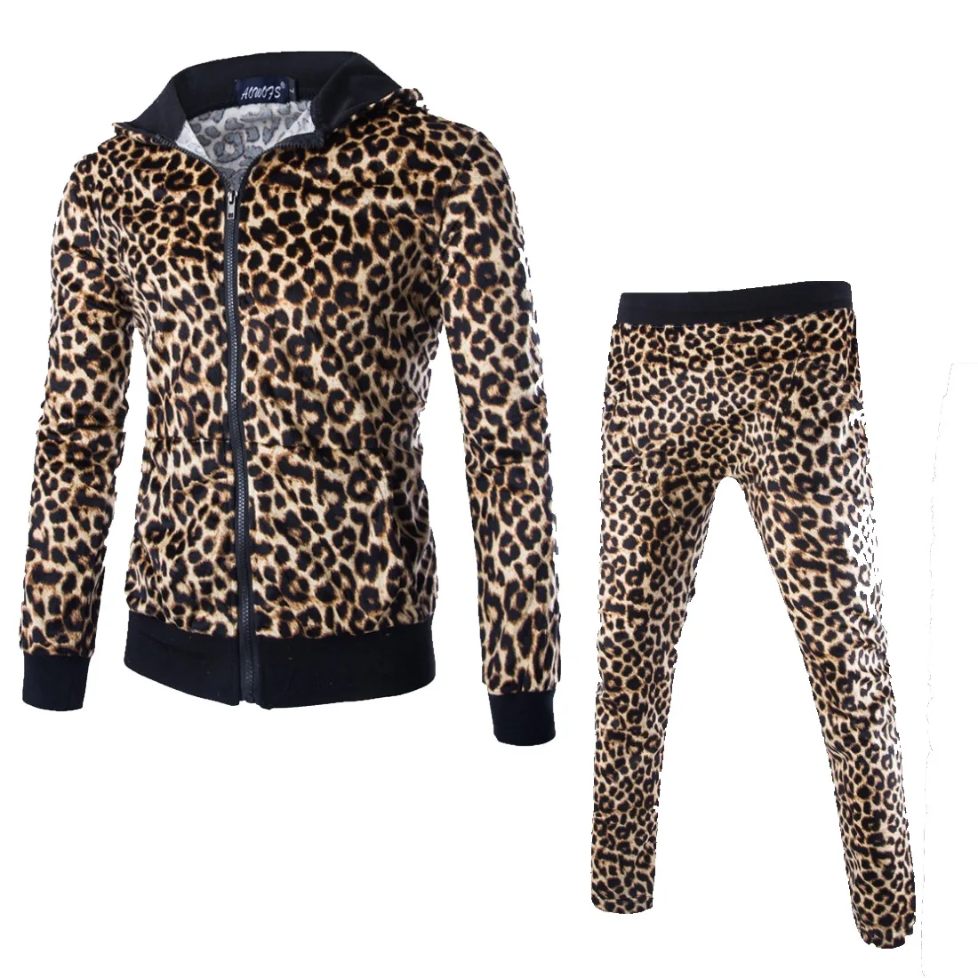 

ZOGAA Leopard Men Sets Fashion Autumn Spring Sporting Suit Sweatshirt +Sweatpants Mens Clothing 2 Pieces Sets Slim Tracksuit