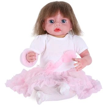 

53cm Full Silicone Baby Dolls With Hair Realistic Baby Dolls Gril Newborn Baby Dolls, Real Reborn Baby Dolls