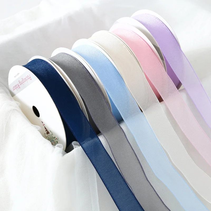 

25MM 20Yards Various color Silk ribbon Organza Ribbon Wholesale gift wrapping decoration Christmas silk ribbons lace fabric