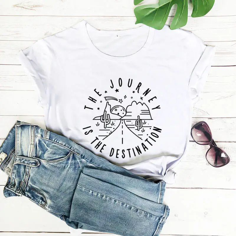 

The Journey Is the Destination New Arrival 100%Cotton Funny T Shirt Travel Vacation Shirt Holiday Journey Shirt Get Outside Tee