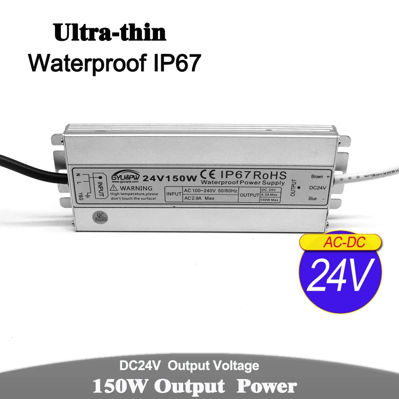 IP67 водонепроницаемый DC 12V DC24V 60W 72W 100W 120W 150W светильник ing трансформаторы AC 24V