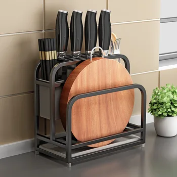 

Stainless steel turret Kitchen supplies Double slot cutting board rack chopper and board rack kitchen household items organizer