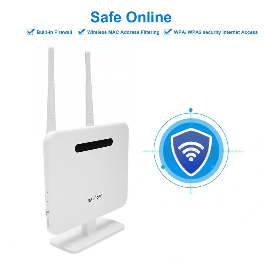 router 4G LTE CPE WIFI Wireless Router 300Mbps WIFI Repeater Support SIM Card 1*WAN 3*LAN Port routers EU Plug 100-240V
