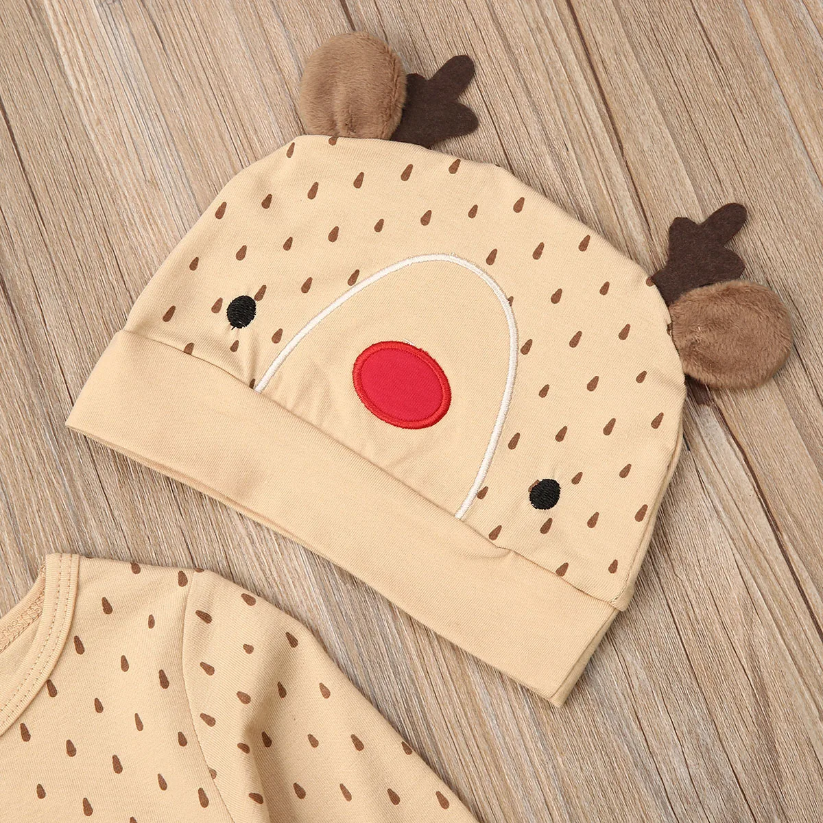 Весенне-осенняя одежда для малышей милый комбинезон шапка с рождественским оленем для новорожденных мальчиков и девочек комплект одежды с длинными рукавами