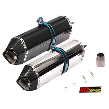 Universal Motorcycle Exhaust Vent Pipe Without Silencer 51mm Diameter 475mm Length Carbon Fiber And Stainless Steel For Modified