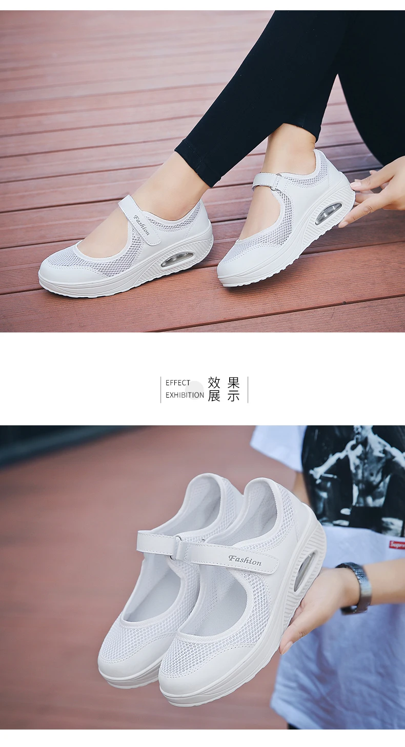 STS Brand 2019 New Fashion Women Sneakers Casual Air Cushion Hook & Loop Loafers Flat Shoes Women Breathable Mesh Mother`s Shoes (16)