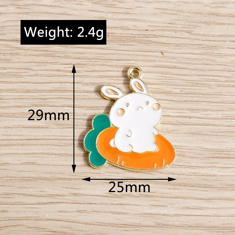 10 stücke Cartoon Emaille Tier Kaninchen Charms für Schmuck Machen Obst Erdbeere Karotte Charms Anhänger für DIY Halsketten Ohrringe – Detail 16