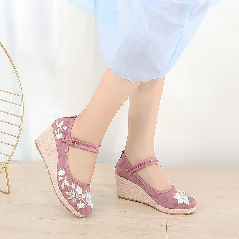 Scarpe mary-jane Jacquard floreale con zeppa da 7cm - Veowalk 50 Scarpe mary-jane Jacquard floreale con zeppa da 7cm - Veowalk - immagine 10